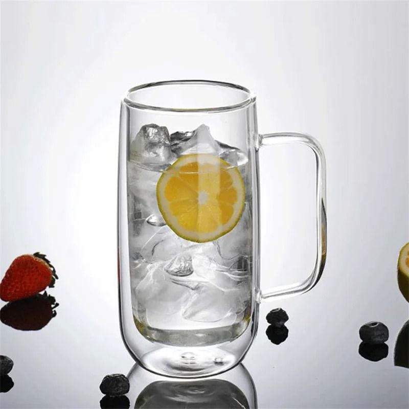 400ML Double Wall Glass Mug Drinking Glasses