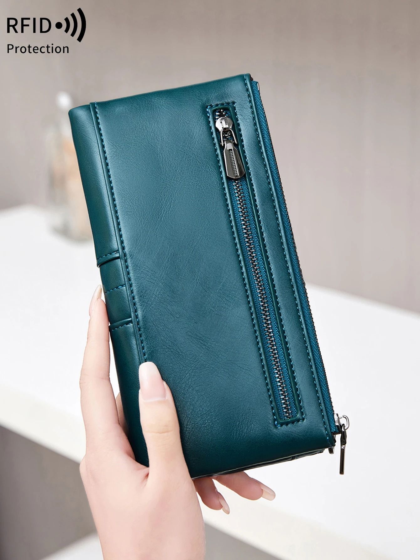 RFID Womens Long PU Leather Wallet Handbag
