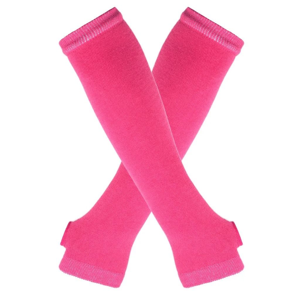 Warmer Knitted Long Fingerless Gloves Lady Striped Elbow Mittens