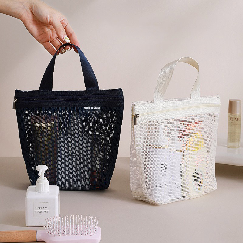 Portable Hanging Makeup Organizer Travel Toiletry Bag with Breathable Mesh Storage