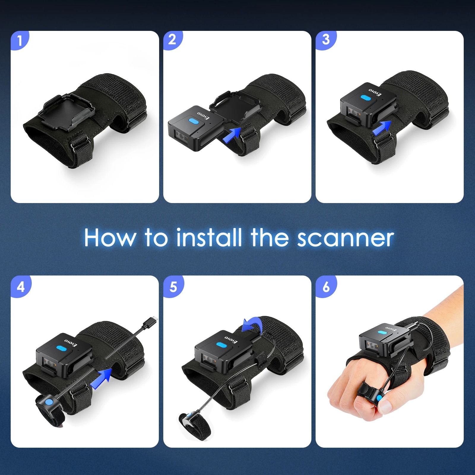 Eyoyo Bluetooth Barcode Scanner Wearable Glove with 1D and 2D QR Code Reader