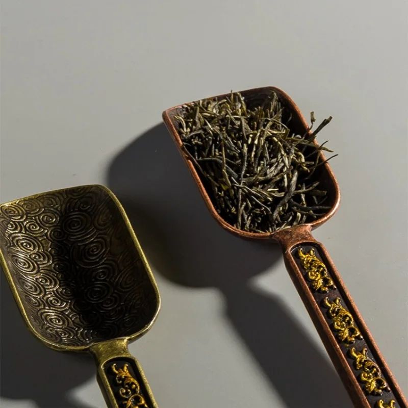 CloudElegance Alloy Tea Spoon – Retro Auspicious Cloud Kung Fu Tea Shovel Tool