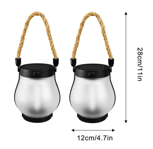Dancing Flame Solar Lantern Outdoor Lights Waterproof Flickering Flame Garden Lantern USB Rechargeable 2 Modes
