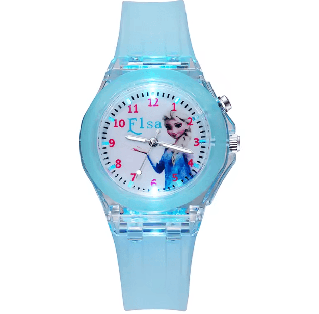 Disney Frozen Kids Light-Up Watch – Princess Elsa Silicone Strap Cartoon Wristwatch