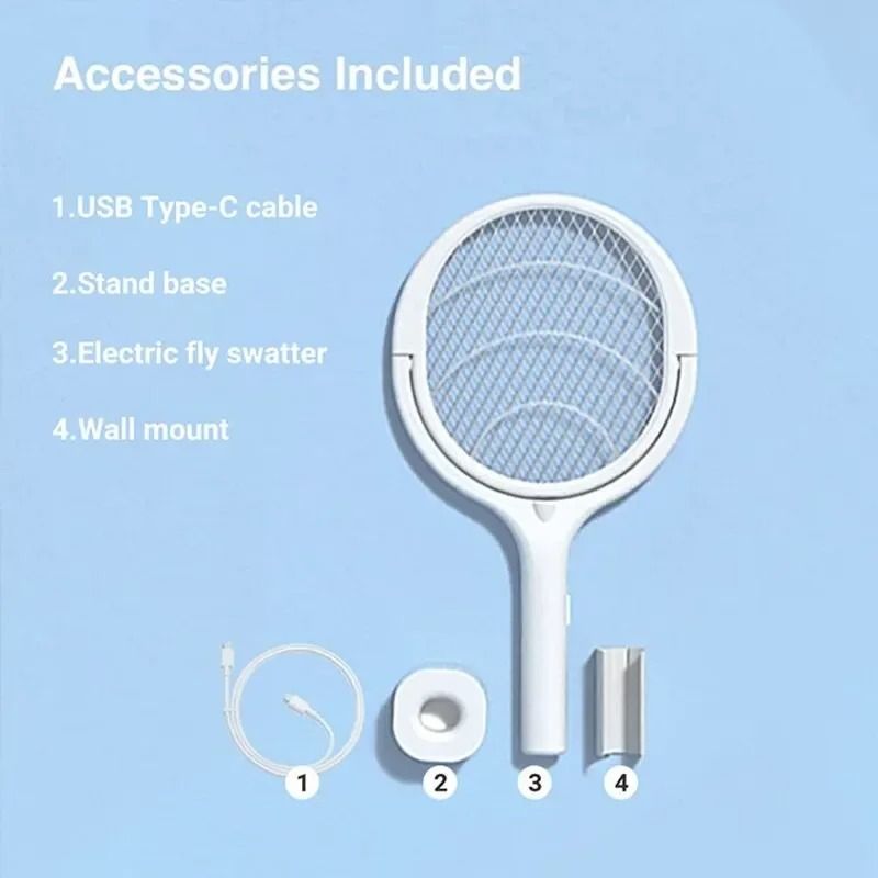 5-in-1 USB Rechargeable Electric Mosquito Swatter Racket