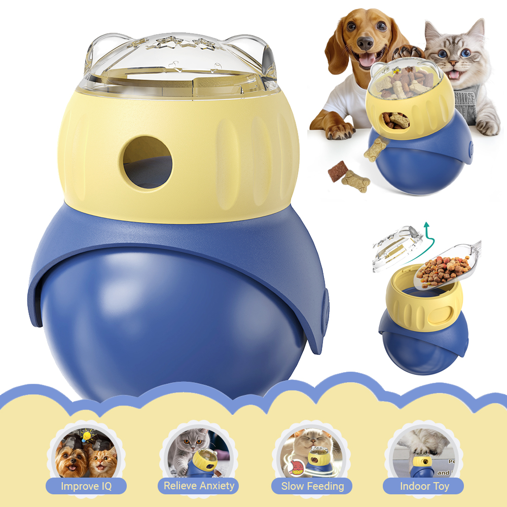 Interactive Cat Toy Treat Dispenser Tumbler, Puzzle Feeder Ball for Indoor Pets, IQ-Boosting Slow Feeder for Bored Cats