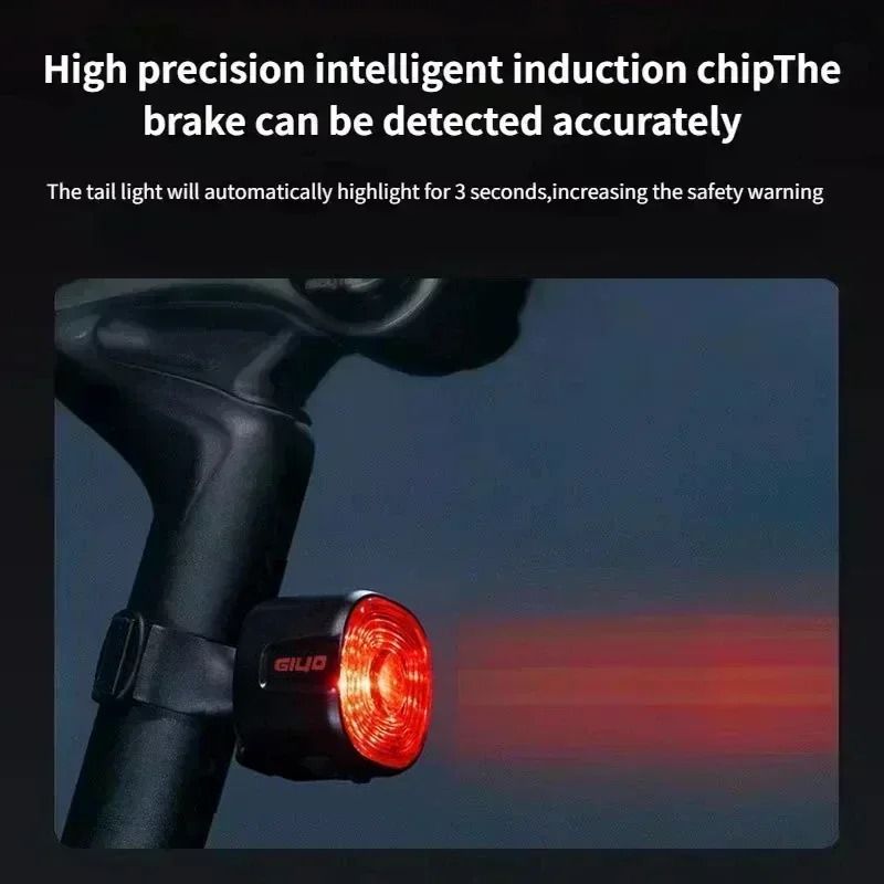 Smart LED Bicycle Rear Brake Light with USB Rechargeable Safety Taillight