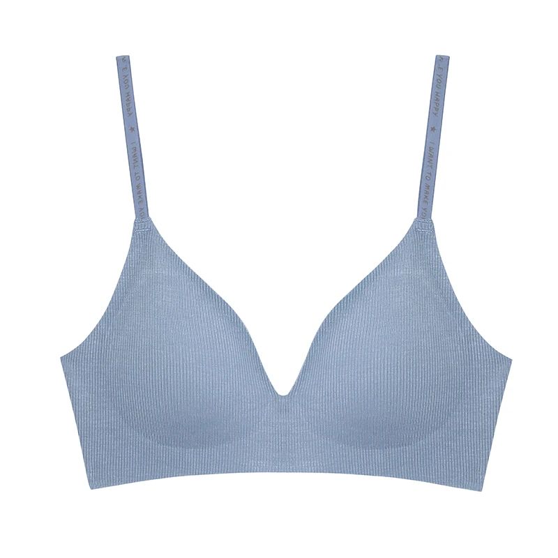 FINETOO Deep V Wireless Padded Bralette – Trendy Knit Seamless Everyday Bra S-XL