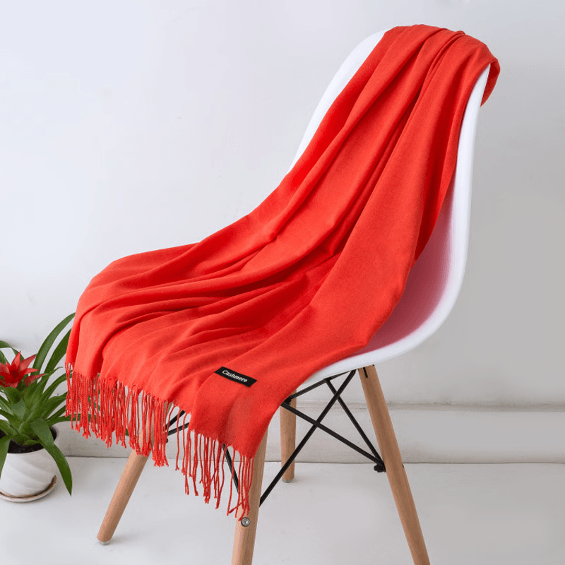 Luxury Soft Cashmere Scarf With Tassels for Warm Unisex Winter Wea