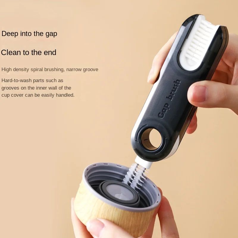 3-in-1 Bottle Gap Cleaner Brush – Multifunctional Silicone U-Shaped Cup & Lid Cleaning Tool