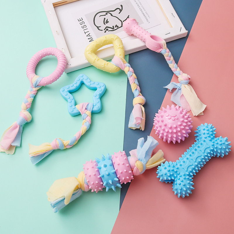 Durable Dog Chew Toys for Small Breeds, TPR Knot Teething Puppy Toys for Teeth Cleaning & Boredom Relief