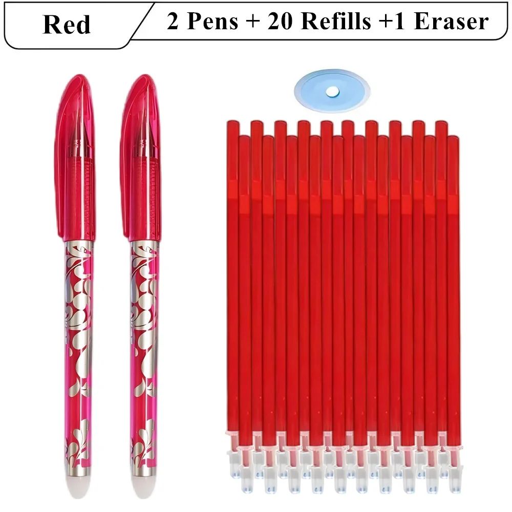PrecisionWrite 0.5mm Erasable Gel Pens Set with 20 Refills & Eraser – Smooth Writing Refillable Stationery Kit