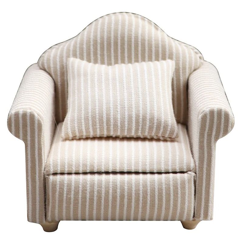 Miniature Dollhouse Sofa Set – Elegant Living Room Furniture with Pillows