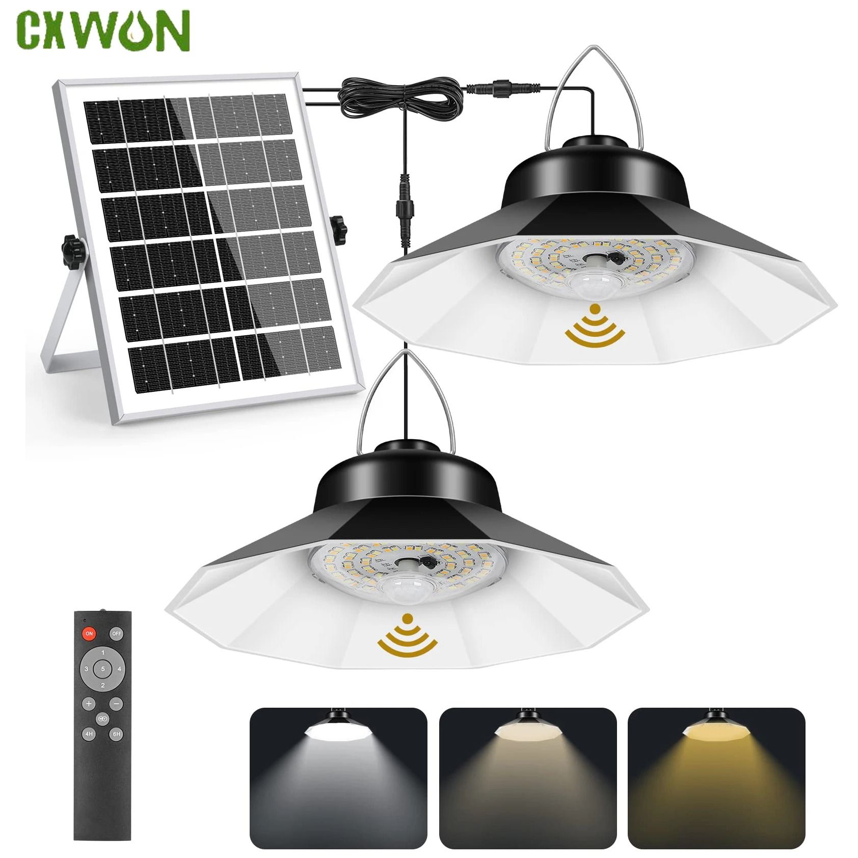Solar Pendant Light with Motion Sensor LED Digital Display