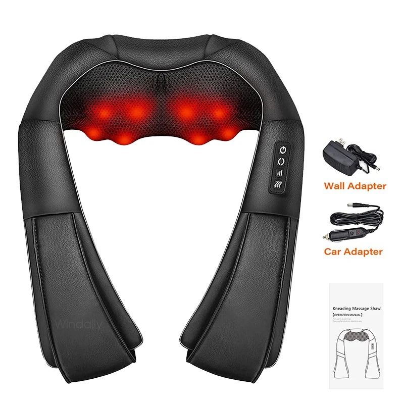 4D Shiatsu Neck and Shoulder Massager Kneading Massage Pillow with Heat