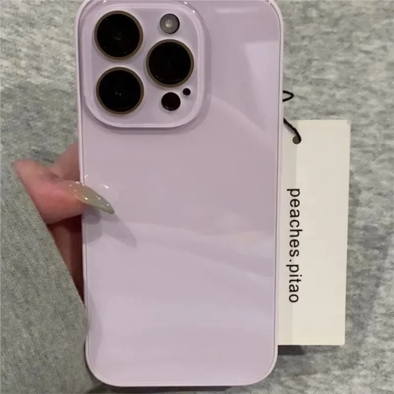 Luxury iPhone Tempered Glass Case Shockproof Hard Back with Camera Protection