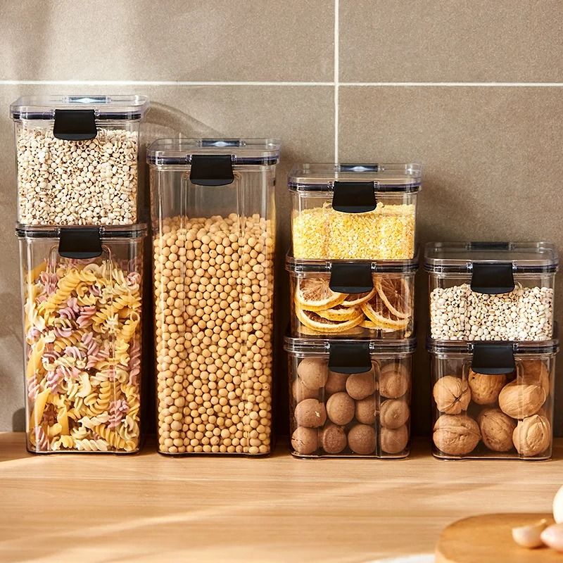 Sealed Kitchen Grain Storage Organizer Plastic Moisture Proof Food Container Set