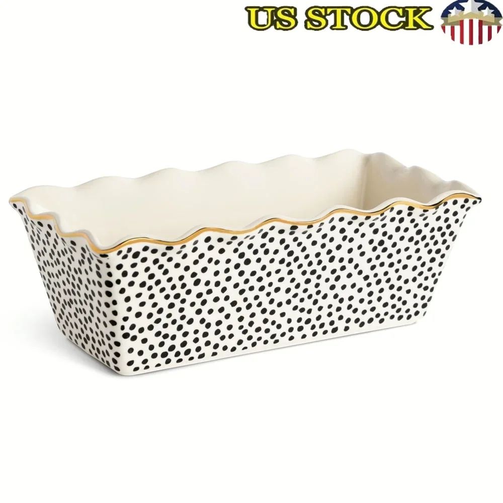 9-Inch Nonstick Ceramic Loaf Pan with Dot Pattern Oven-Safe Bread & Cake Baking Dish