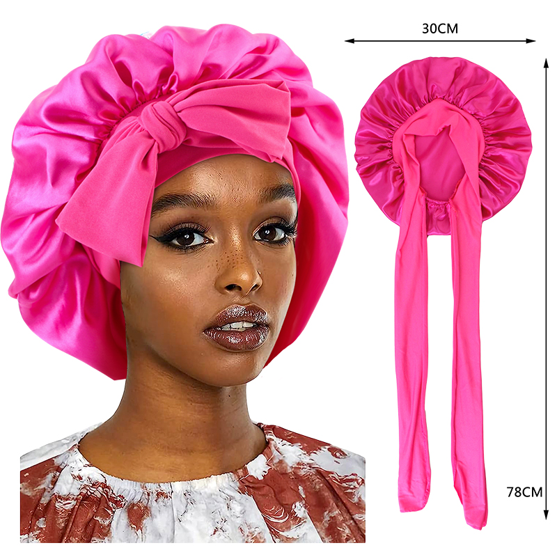 Satin Sleep Bonnet with Wide Stretch Band for Frizz Free Hair Care