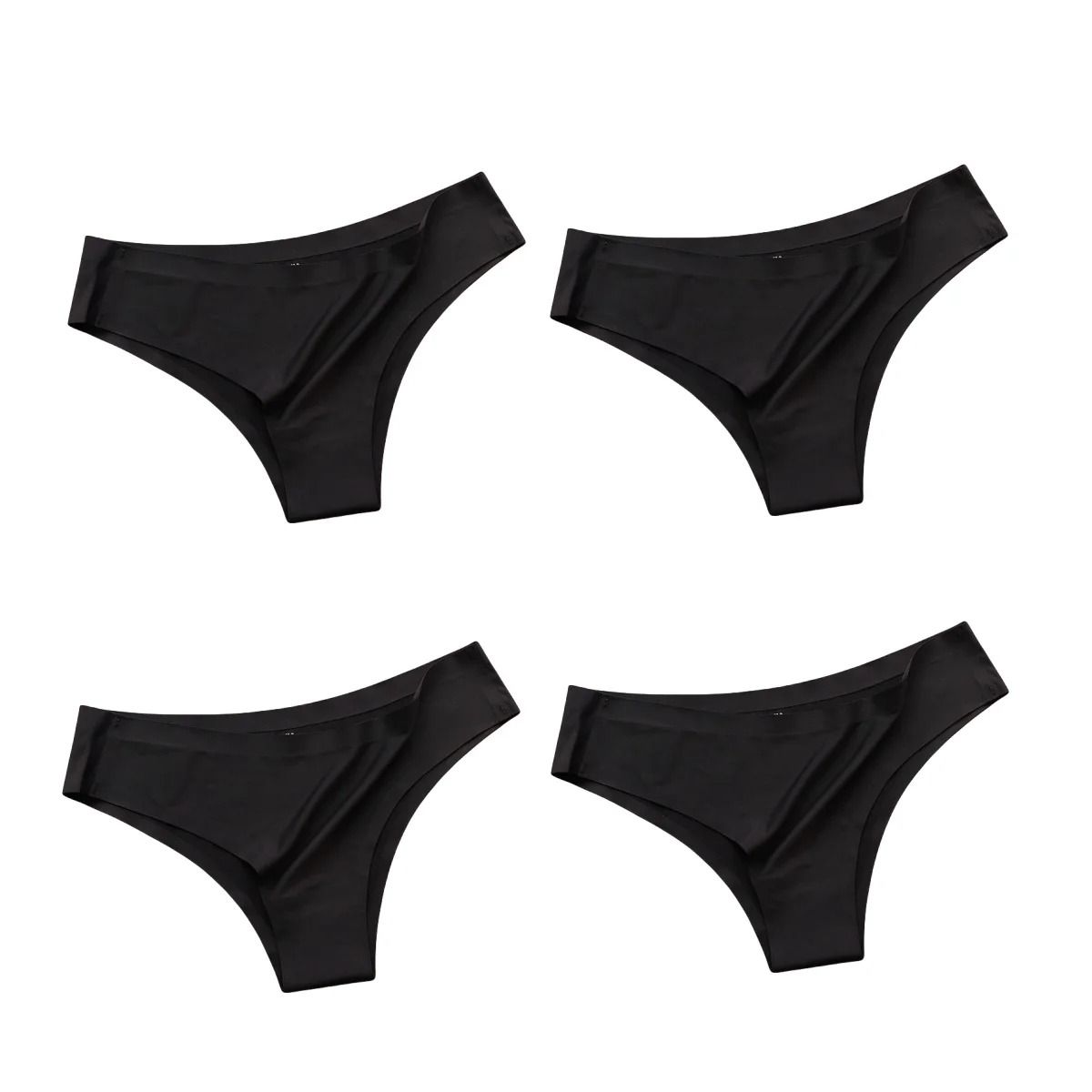 Seamless Ice Silk Low Waist Thong Panties Set of 4