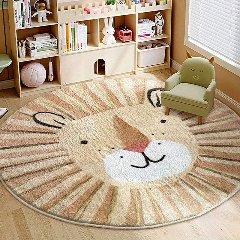 Cute Cartoon Lion Plush Kids Carpet Rug