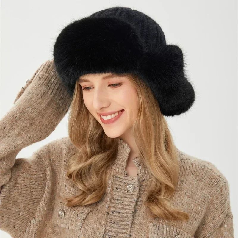 Thickened Knit Earflap Plush Winter Hat