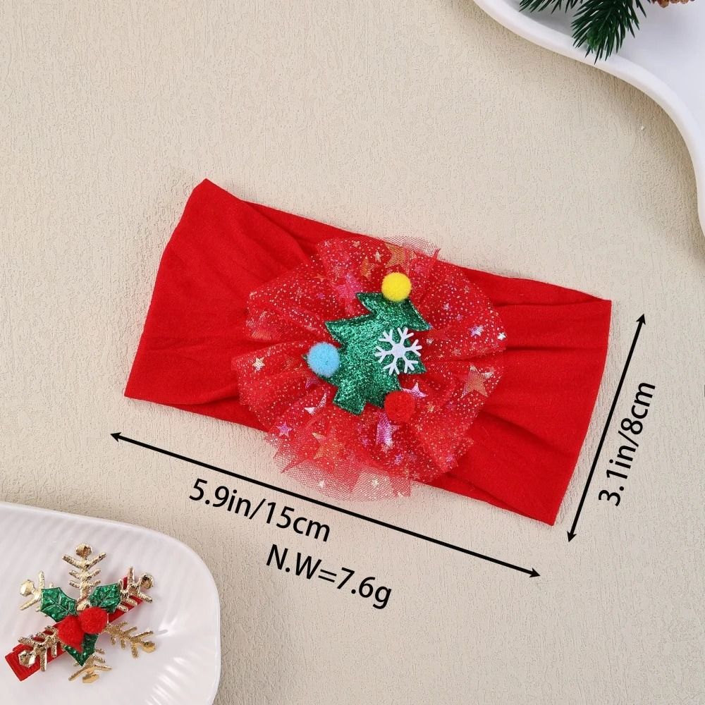 Baby Girls Nylon Christmas Headband Snowflake Tree Gauze Hairband