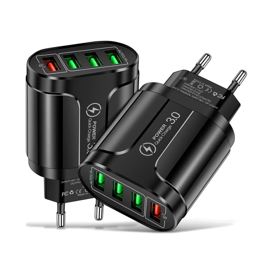 4-Port 45W USB Wall Charger – Quick Charge 3.0 Fast Charging Adapter for iPhone 12, 11 & Samsung
