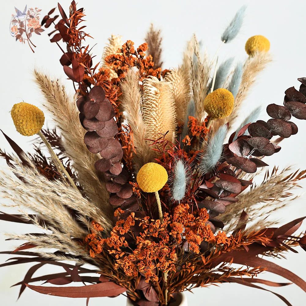Preserved Eucalyptus & Pampas Bouquet Set – Boho Dried Flower Decor for Weddings & Home Styling