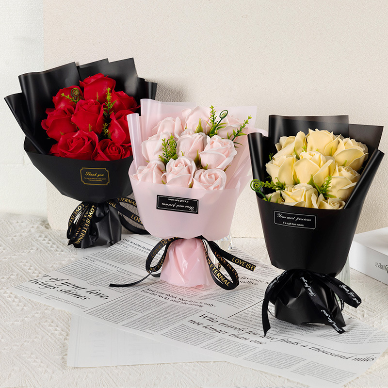 Heads Soap Flower Rose Bouquet for Christmas, Wedding, Valentines Day, DIY Gift, Home Decoration