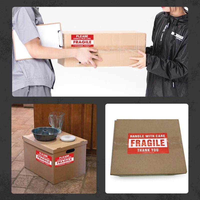 250 Paste/Roll Fragile English Warning Label Stickers - Anti-Tamper Security Seals