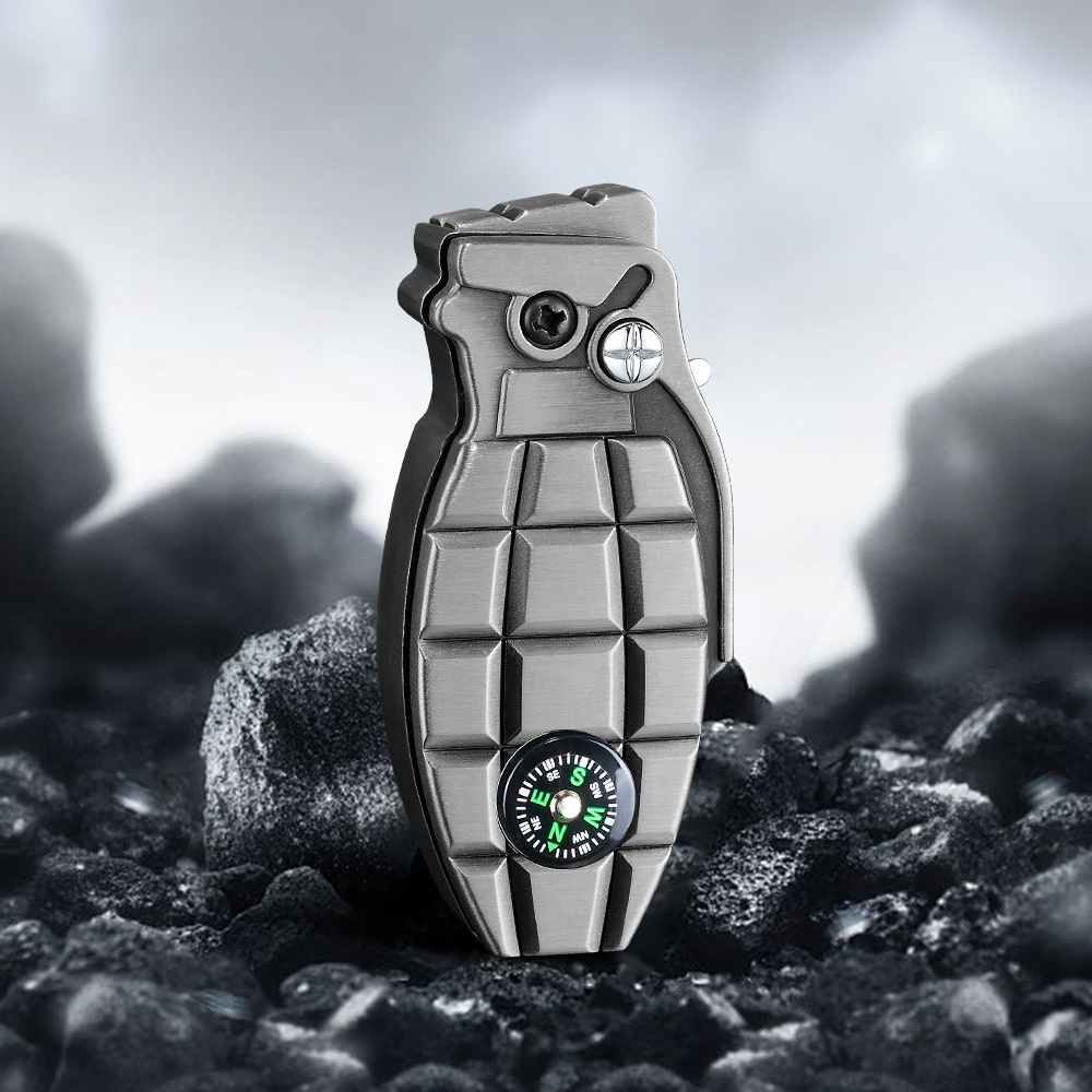 Tactical Windproof Jet Lighter with Built-in Compass & Safety Lock  Rugged EDC Survival Tool