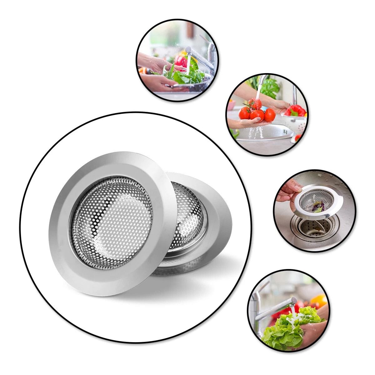 Kitchen Sink Strainer Stopper Stainless Steel Drain Basket Waste Plug