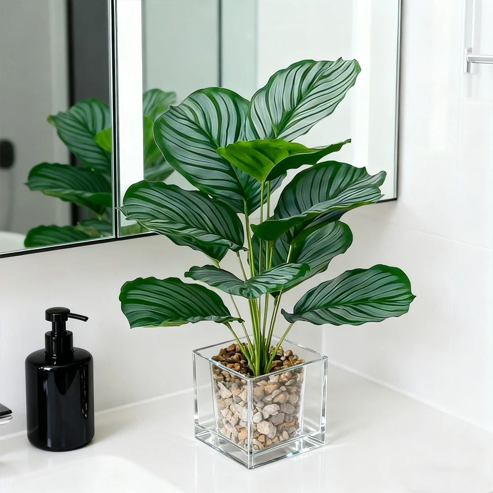 15.7in Artificial Monstera Palm Leaves – Tropical Faux Plant Stems for Home, Garden & Party Decor
