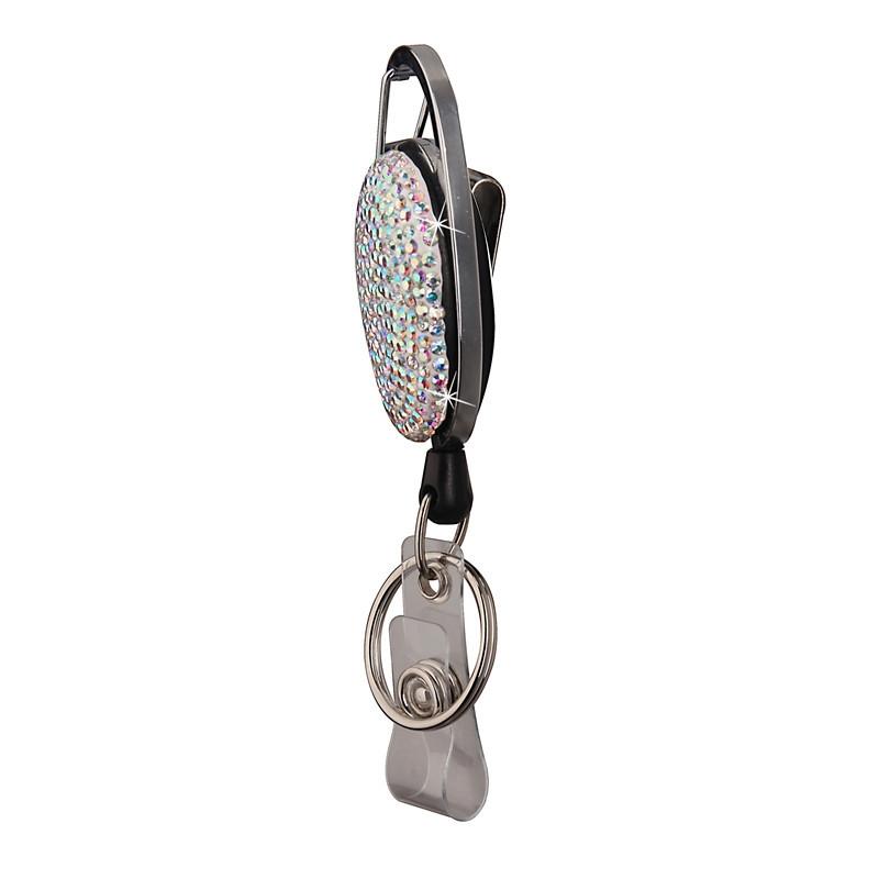 Retractable Badge Reel Keychain with Ceramic Clay Design, Durable ID Holder Clip
