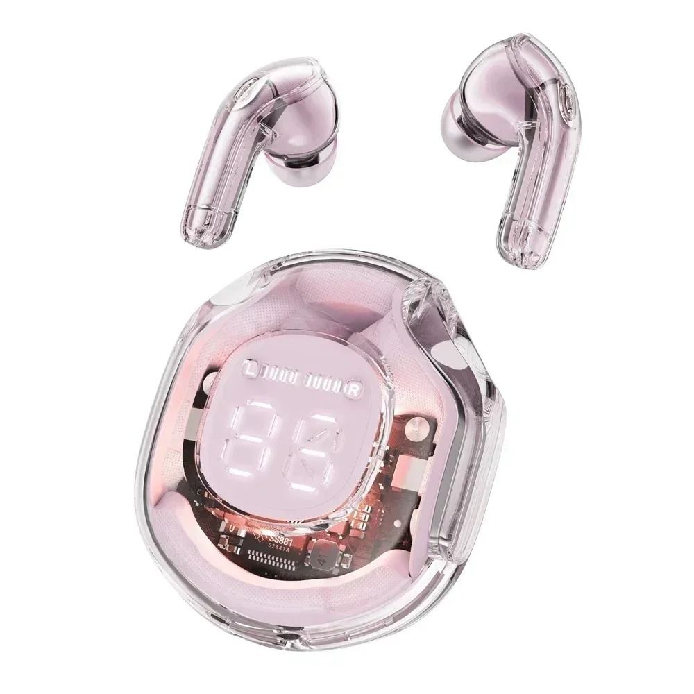 Transparent Bluetooth Earbuds with LED Display