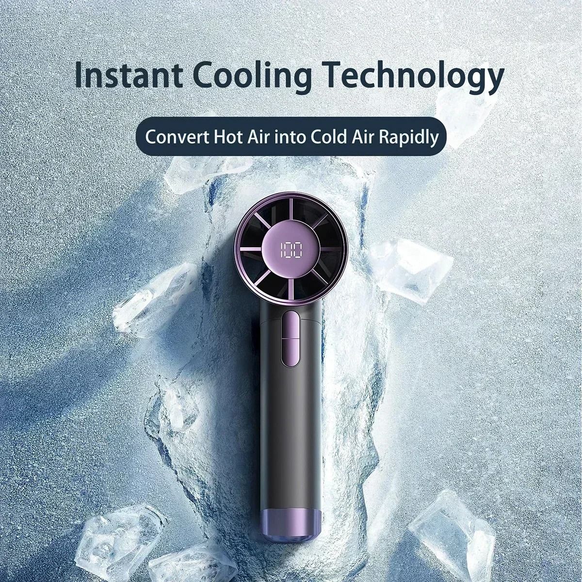USB Rechargeable Portable Handheld Fan with Adjustable Speeds and LED Display