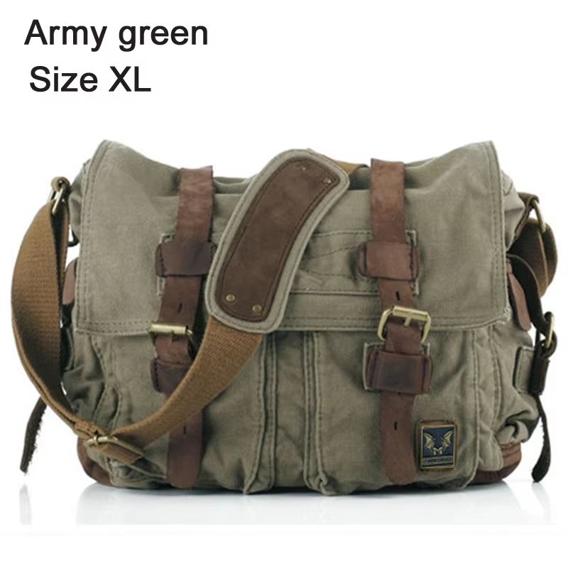 I AM LEGEND Canvas and Genuine Leather Men's Messenger Bag