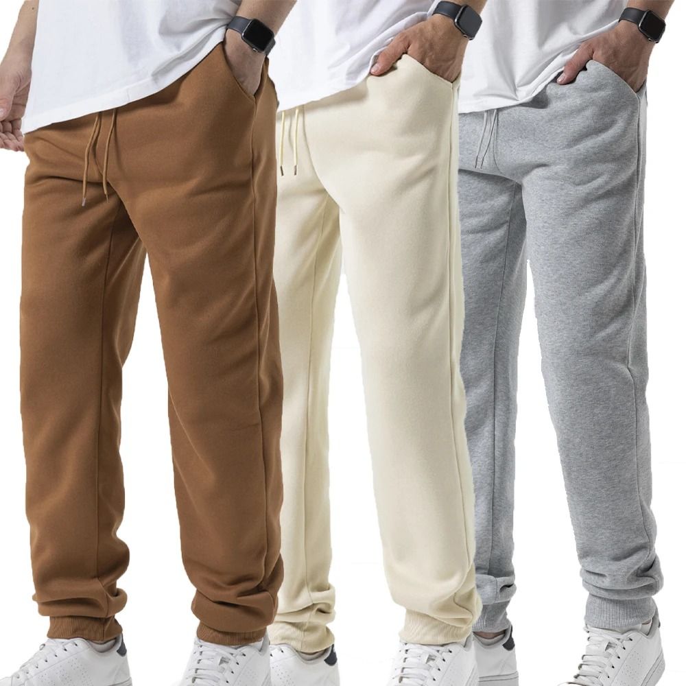 Mens Autumn Winter Fleece Sweatpants Baggy Joggers Elastic Waist
