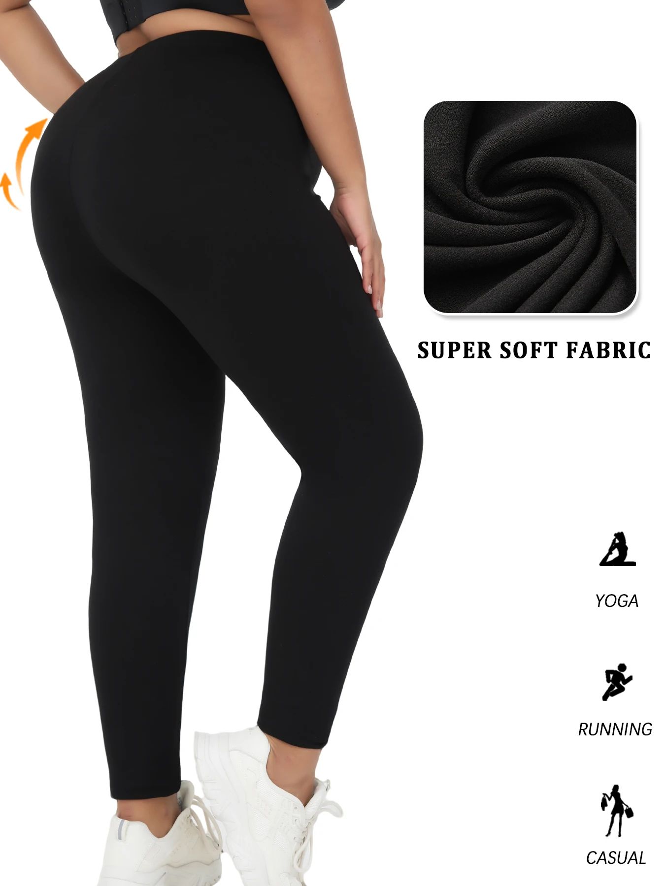 Plus Size Super Soft Athletic Leggings for Women – High Stretch No See Through Workout Running Yoga Pants