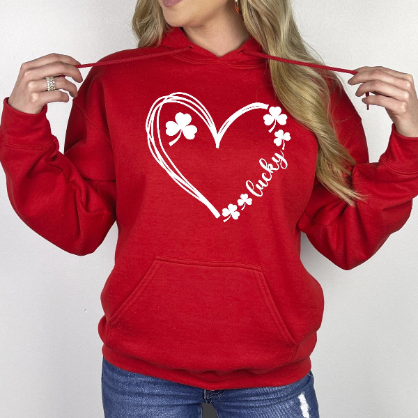 Lucky Heart Shamrock Sweatshirt | Clover Love St. Patricks Day Hoodie for Women