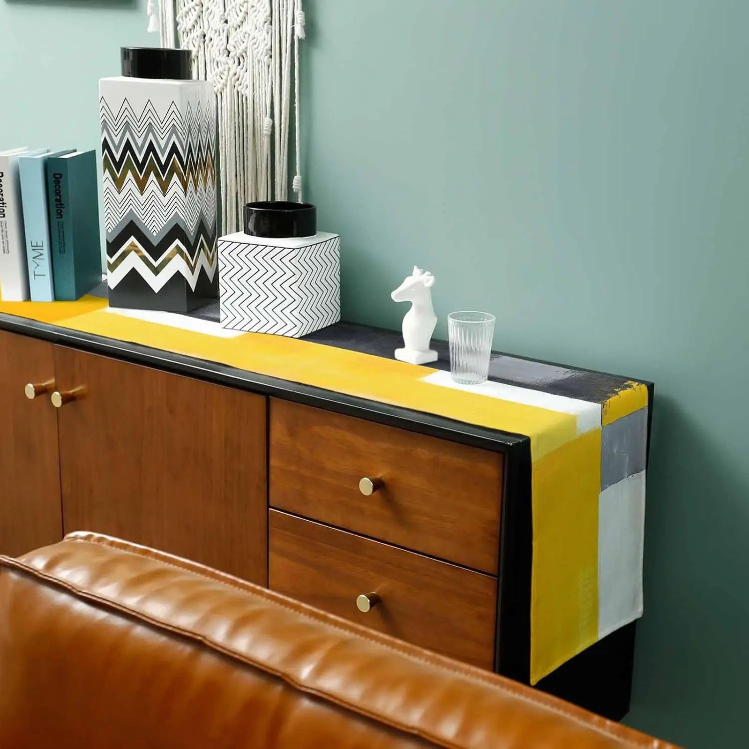 Abstract Geometric Linen Table Runner