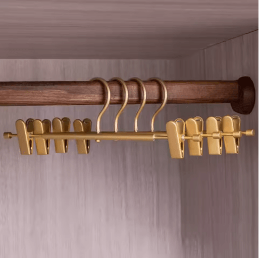 Aluminum Alloy Pants Hanger with Clips Non Slip Stretchable Trouser and Skirt Organizer
