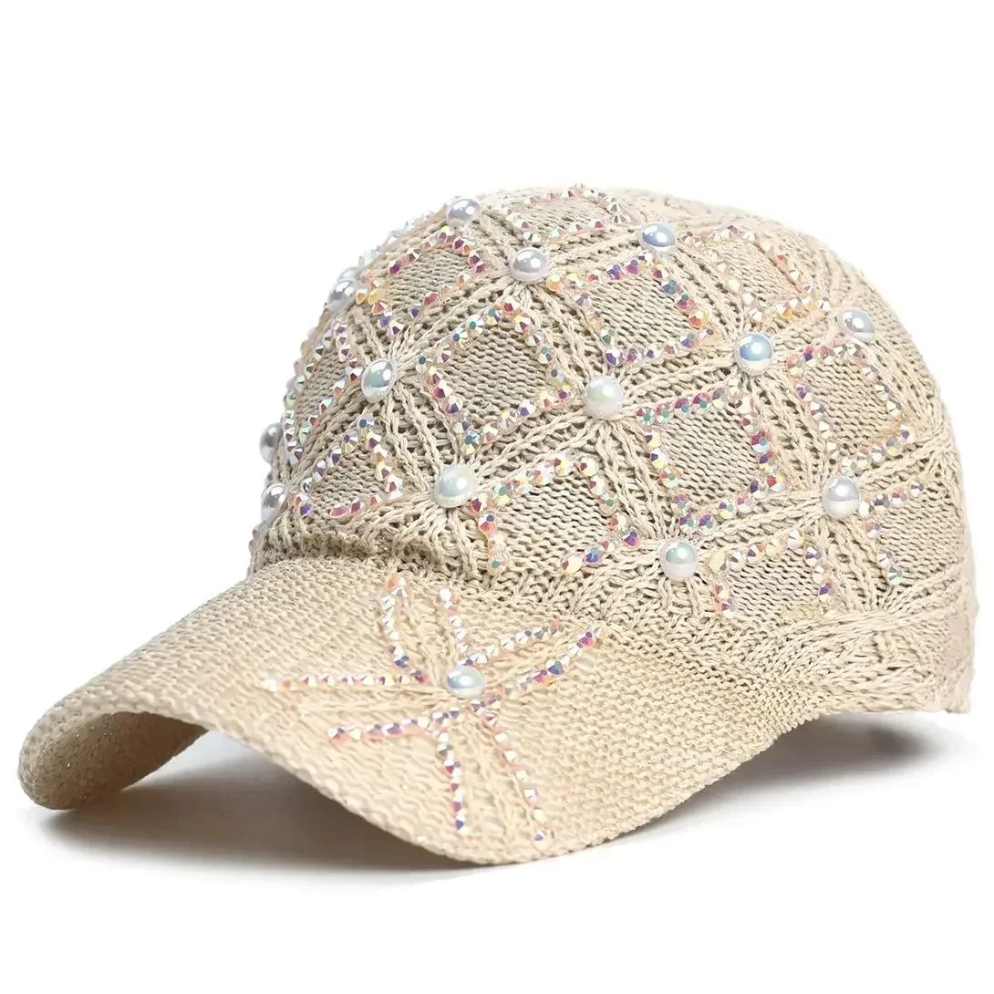 Womens Straw Baseball Cap – UV Protection Adjustable Summer Beach Sun Hat