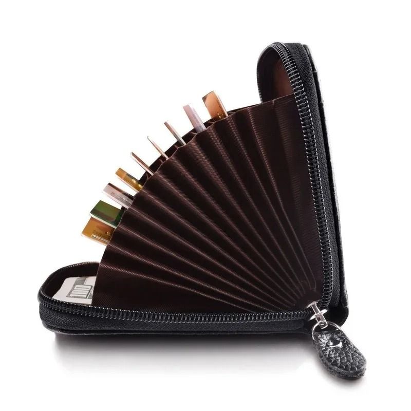 Mens PU Leather Wallet with RFID Blocking and Zipper Pocket