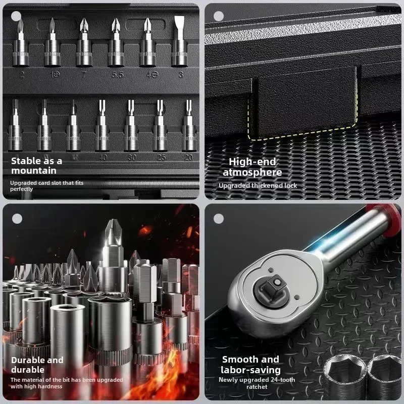 Car Repair Tool Kit Ratchet Wrench Set Socket Set Torque Repair Tools for Auto Repair