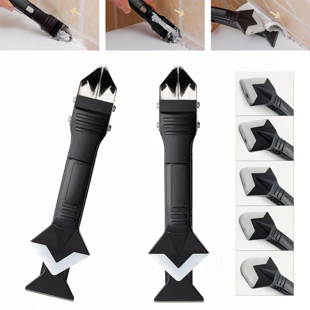 5 in 1 Metal Shovel Glue Tool Kit Silicone Spatula Caulk Remover and Sealant Finishing Tool