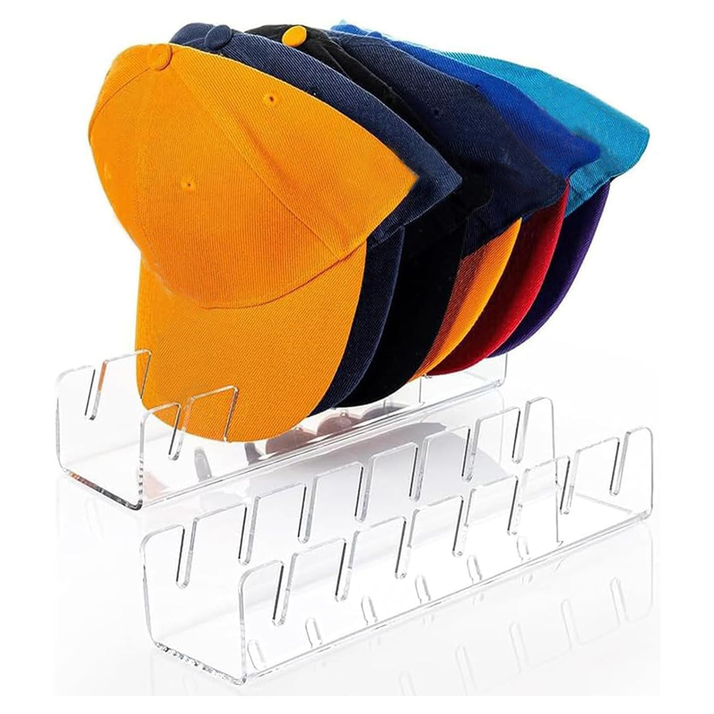 Stackable Baseball Cap Display Rack – Rectangular Acrylic Hat Organizer Stand for Easy Access and Storage