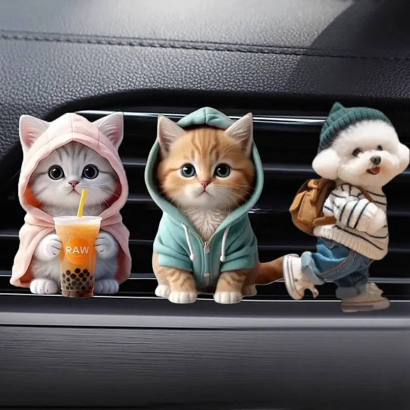 Cute cat acrylic car aromatherapy, long-lasting fragrance vent clip