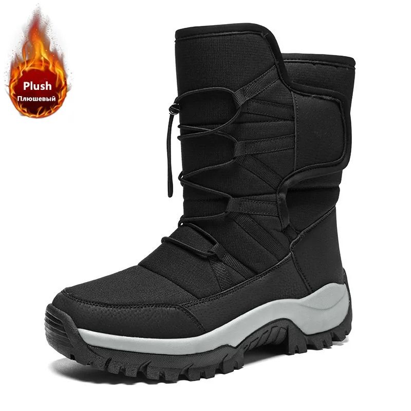 Mens Waterproof Plush Lined Winter Boots Breathable Non Slip Snow Boots